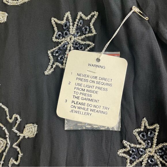 Sandy Starkman Vintage Beaded Semi Sheer Double Layer Blouse Women’s Size Large - Picture 4 of 9